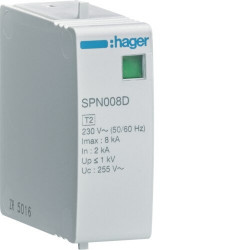 SPN008D Hager - Cartouche pour Parafoudre bipolaire de type 2 - 40 kA