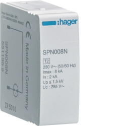 SPN008N Hager - Cartouche pour Parafoudre unipolaire de type 2 - 40 kA