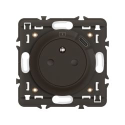 CN0140 Ensemble mécanisme prise de courant 2P+T avec USB TYPE-C intégré monté sur support et enjoliveur, Noir Legrand Céliane