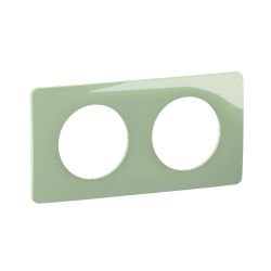 CP0502 Plaque de finition double Legrand Céliane, coloris vert celadon