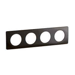 CP0704 Plaque de finition quadruple Legrand Céliane, coloris noir météore