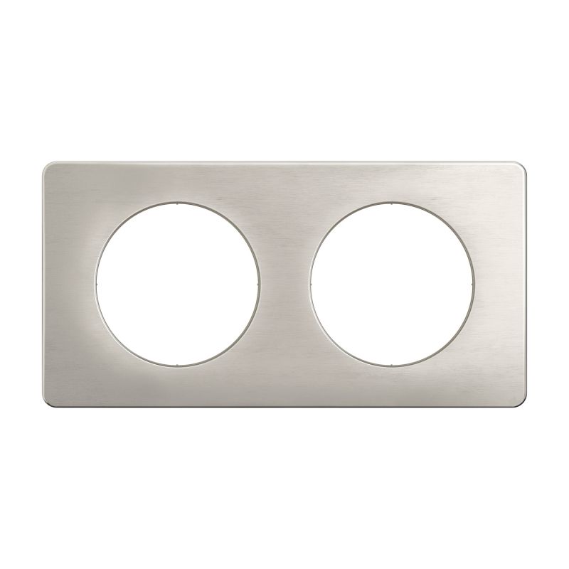 CP1702 Plaque de finition double Legrand Céliane, coloris aluminium satiné