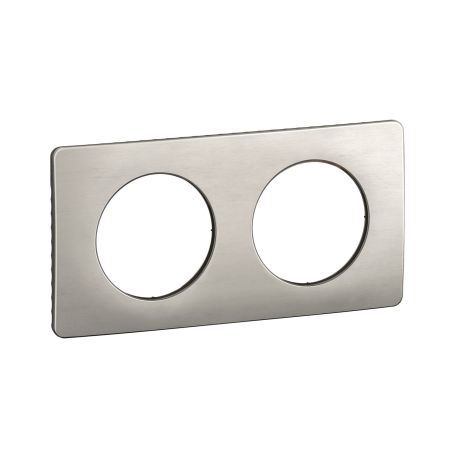 CP1702 Plaque de finition double Legrand Céliane, coloris aluminium satiné