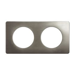 CP1802 Plaque de finition double Legrand Céliane, coloris acier satiné