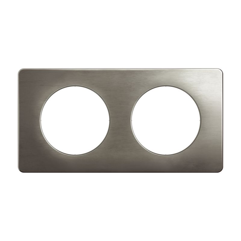 CP1802 Plaque de finition double Legrand Céliane, coloris acier satiné