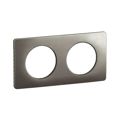 CP1802 Plaque de finition double Legrand Céliane, coloris acier satiné