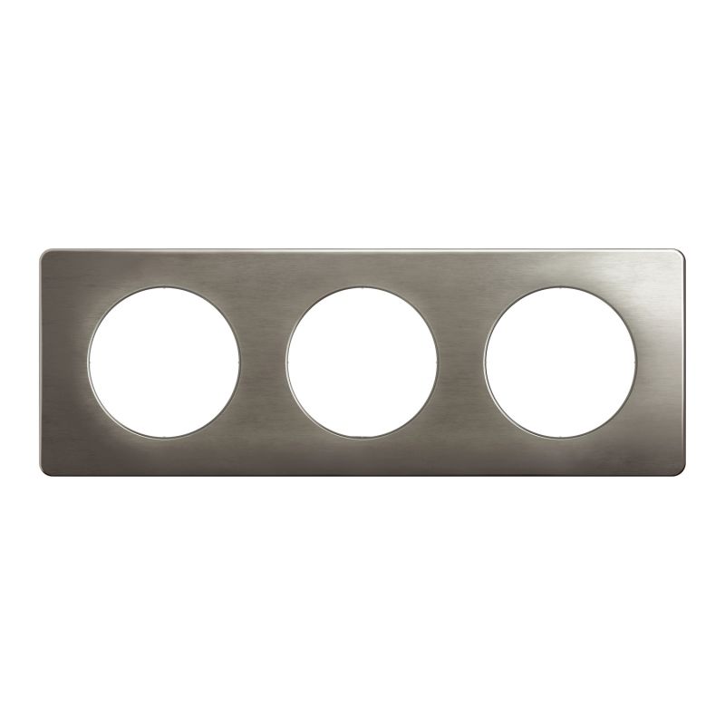 CP1803 Plaque de finition triple Legrand Céliane, coloris acier satiné