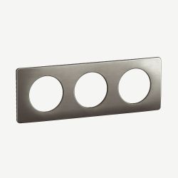 CP1803 Plaque de finition triple Legrand Céliane, coloris acier satiné