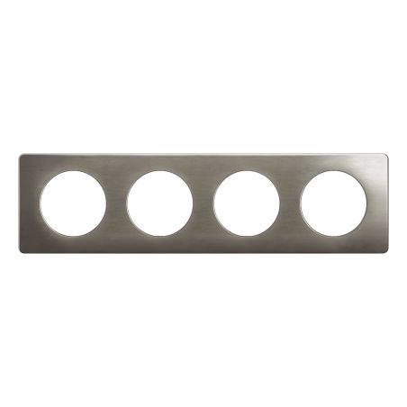 CP1804 Plaque de finition quadruple Legrand Céliane, coloris acier satiné