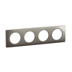 CP1804 Plaque de finition quadruple Legrand Céliane, coloris acier satiné
