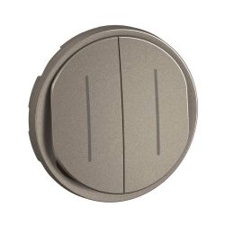 CT2007 Enjoliveur double pour mécanisme interrupteur/va-et-vient ou poussoir témoin Legrand Céliane, coloris titanium