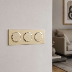 600813 Legrand - Dooxie Plaque de finition carrée 3 postes - Dune