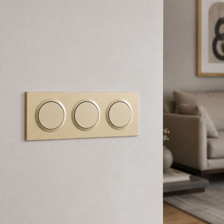 600813 Legrand - Dooxie Plaque de finition carrée 3 postes - Dune