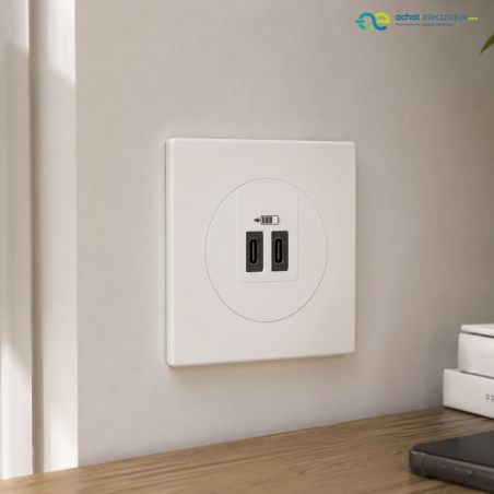 600345 Legrand - Dooxie Chargeur double USB Type-C 3A 15W - Blanc