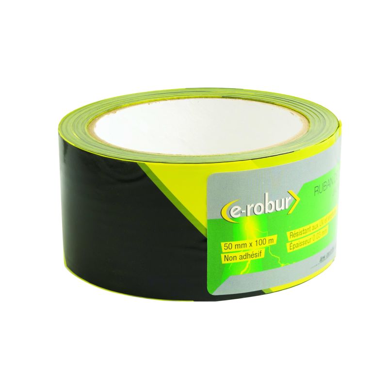 437136 AGI Robur - Ruban de délimitation jaune-noir - Largeur 50mm - Longueur 100m