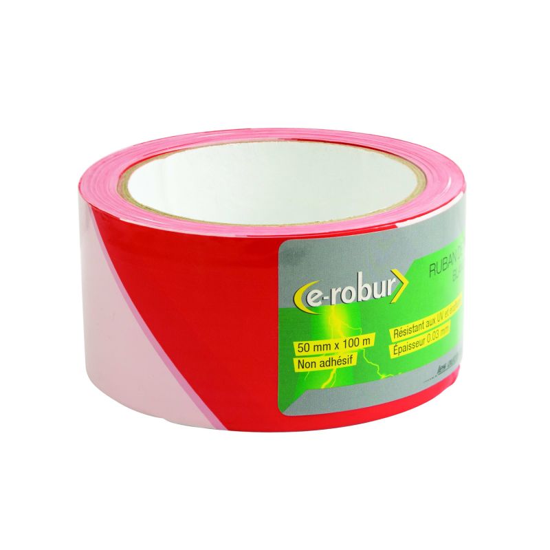 437134 AGI Robur - Ruban de délimitation rouge-blanc - Largeur 50mm - Longueur 100m