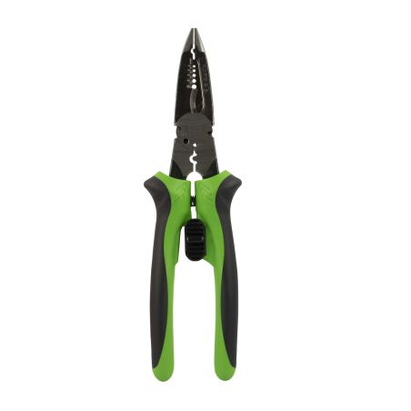 411145 AGI Robur - Pince multifonction bimatière - Coupe câble 10mm, dénude et sertit 0,75 à 4,0mm², coupe tige M3-M4