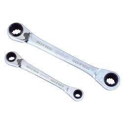 391601 AGI Robur - Jeu de 2 clés polygonales à cliquet 72 dents universelles - 8 dimensions, 46 empreintes
