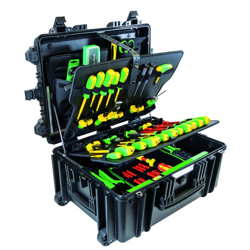 325200 AGI Robur - Kit de 98 outils pour électricien en valise avec trolley et roulettes
