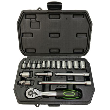 222913 AGI Robur - Coffret à cliquet et douilles métriques - 18 pièces - 1/4" - Douille 4 à 13 mm