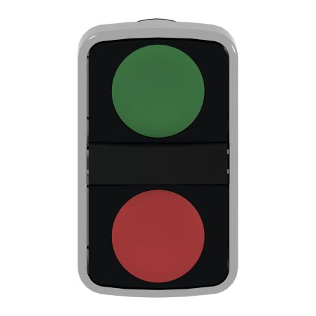 ZB4BA7341 Schneider - Harmony XB4 - tête Bouton marche arrêt métalØ22 vert + rouge- 1NO+1NF