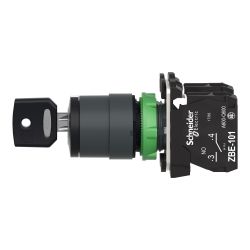 XB5AG33 Schneider - Harmony XB5 - bouton tournant à clé 455 - Ø22 - 3 positions fixes - 2NO