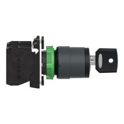XB5AG33 Schneider - Harmony XB5 - bouton tournant à clé 455 - Ø22 - 3 positions fixes - 2NO