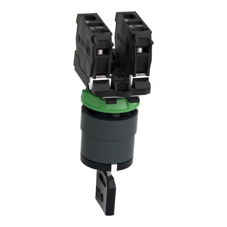 XB5AG33 Schneider - Harmony XB5 - bouton tournant à clé 455 - Ø22 - 3 positions fixes - 2NO
