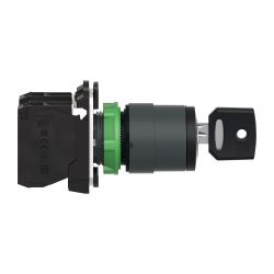 XB5AG03 Schneider - Harmony XB5 - bouton tournant à clé 455 - Ø22 - 3 positions fixes - 2NO