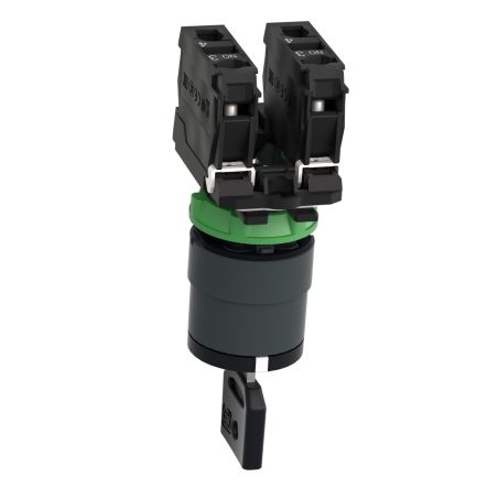 XB5AG03 Schneider - Harmony XB5 - bouton tournant à clé 455 - Ø22 - 3 positions fixes - 2NO