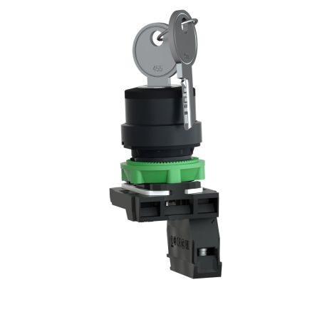 XB5AG61 Schneider - Harmony XB5 - bouton tournant à clé 455 - Ø22 - 2 positions à rappel - 1NO