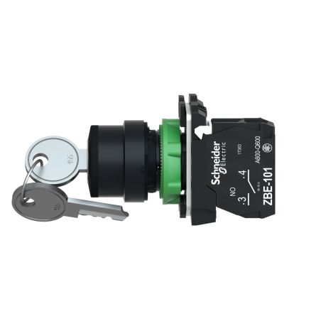 XB5AG61 Schneider - Harmony XB5 - bouton tournant à clé 455 - Ø22 - 2 positions à rappel - 1NO