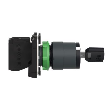 XB5AG61 Schneider - Harmony XB5 - bouton tournant à clé 455 - Ø22 - 2 positions à rappel - 1NO