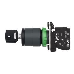 XB5AG41 Schneider - Harmony XB5 - bouton tournant à clé 455 - Ø22 - 2 positions fixes -1NO