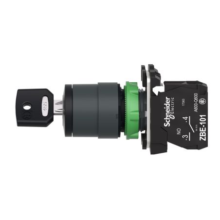 XB5AG41 Schneider - Harmony XB5 - bouton tournant à clé 455 - Ø22 - 2 positions fixes -1NO