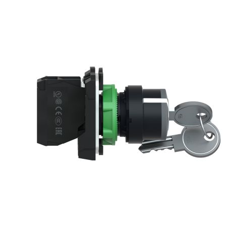 XB5AG41 Schneider - Harmony XB5 - bouton tournant à clé 455 - Ø22 - 2 positions fixes -1NO