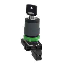XB5AG21 Schneider - Harmony XB5 - bouton tournant à clé 455 - Ø22 - 2 positions fixes - 1NO