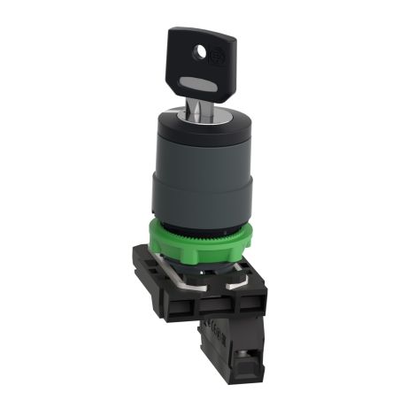 XB5AG21 Schneider - Harmony XB5 - bouton tournant à clé 455 - Ø22 - 2 positions fixes - 1NO