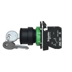 XB5AG21 Schneider - Harmony XB5 - bouton tournant à clé 455 - Ø22 - 2 positions fixes - 1NO