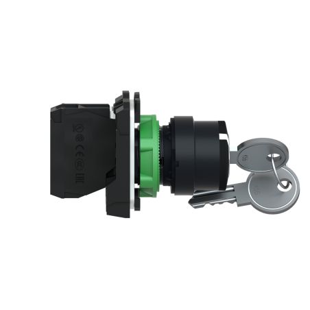 XB5AG21 Schneider - Harmony XB5 - bouton tournant à clé 455 - Ø22 - 2 positions fixes - 1NO