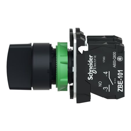 XB5AD53 Schneider - Harmony XB5 - bouton tournant à manette - Ø22 - 3 positions à rappel - noir - 2F