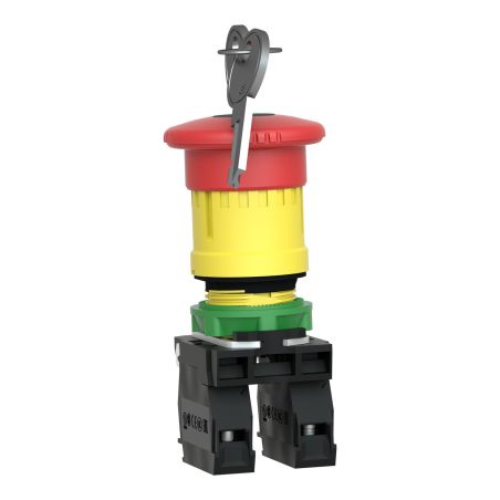 XB5AS9445 Schneider - Harmony XB5 - bouton arrêt d'urgence - Ø40 - à clé n°455 - 1NO+1NF