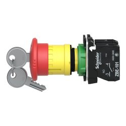 XB5AS9445 Schneider - Harmony XB5 - bouton arrêt d'urgence - Ø40 - à clé n°455 - 1NO+1NF