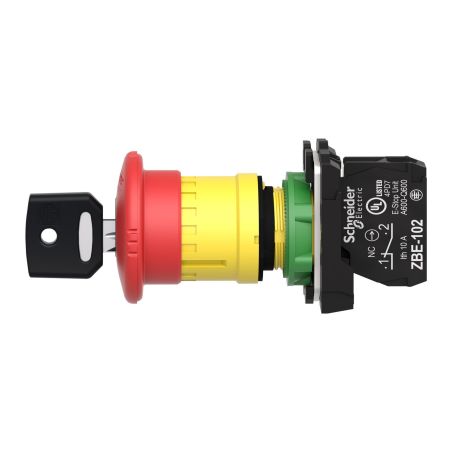 XB5AS9442 Schneider - Harmony XB5- bouton arrêt d'urgence - Ø40 - à clé n°455 - 1NF