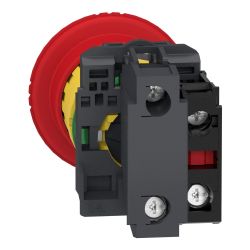 XB5AS84462 Schneider - Harmony XB5 - Bouton arrêt urgence - Ø40 - pousser tourner - 1NF+1NF - avec surveillance