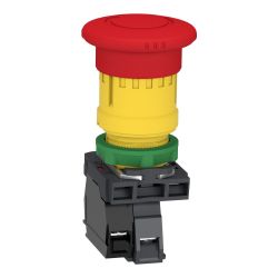 XB5AS84462 Schneider - Harmony XB5 - Bouton arrêt urgence - Ø40 - pousser tourner - 1NF+1NF - avec surveillance