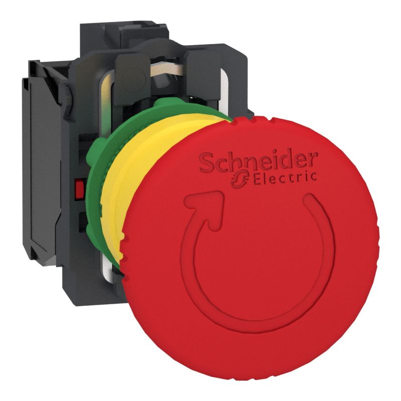 XB5AS84462 Schneider - Harmony XB5 - Bouton arrêt urgence - Ø40 - pousser tourner - 1NF+1NF - avec surveillance