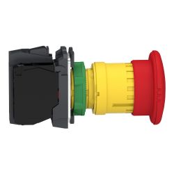 XB5AS84462 Schneider - Harmony XB5 - Bouton arrêt urgence - Ø40 - pousser tourner - 1NF+1NF - avec surveillance