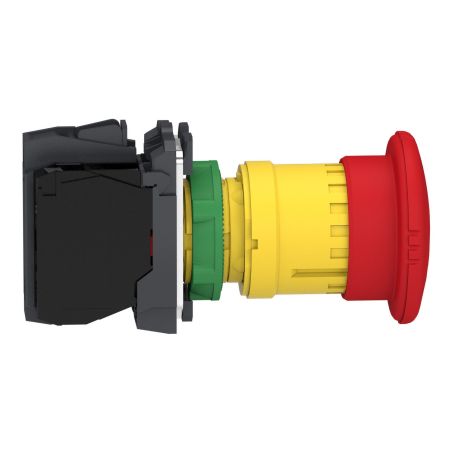 XB5AS84462 Schneider - Harmony XB5 - Bouton arrêt urgence - Ø40 - pousser tourner - 1NF+1NF - avec surveillance