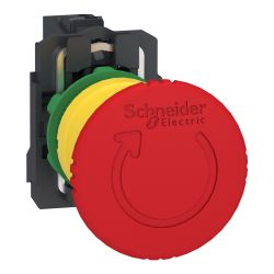XB5AS8446 Schneider - Harmony XB5 - Bouton arrêt urgence - Ø40 - pousser tourner - 1NF - avec surveillance